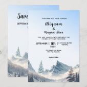 Winter Wedding Invitation Kaart Trees Vector (Voorkant / Achterkant)