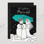 WINTER WEDDING INVITATION - SNOWMAN COUPLE KAART (Voorkant / Achterkant)