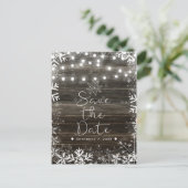 Winter Wedding Lights & Snowflakes Bewaar de datum Aankondigingskaart (Staand voorkant)