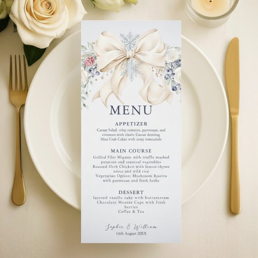 Winter Wedding Menu – Cream, Bow & Floral