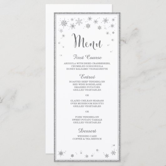 Winter Wedding Menu / Snowflake Wedding Menu (Voorkant / Achterkant)