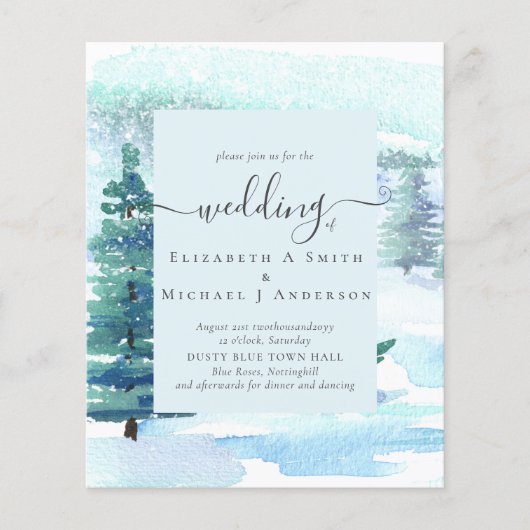 Winter Wedding Mountain Pine Trees Snow Flyer (Voorkant)