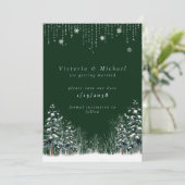 Winter Wedding Pine Trees Snowflakes Save The Date (Staand voorkant)