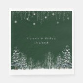 Winter Wedding Pine Trees Snowflakes Servet (Voorkant)