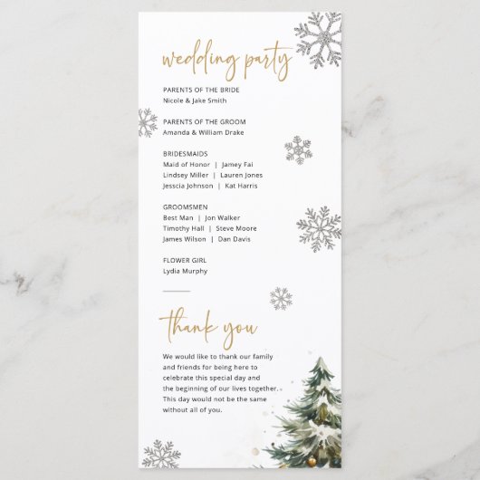 Winter Wedding Programma Kerst Wedding Programma (Achterkant)