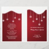 Winter Wedding Programme Snowflake Decoration Red (Voorkant)