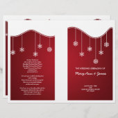 Winter Wedding Programme Snowflake Decoration Red (Voorkant / Achterkant)