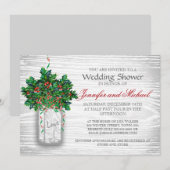 Winter Wedding Shower Mason Jar Holly Berry Kaart (Voorkant / Achterkant)