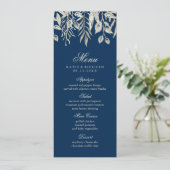 Winter Wedding Silver en Navy Blue Menu (Staand voorkant)