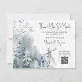 Winter Wedding Snow Forest and Deer Bedankkaart (Voorkant)