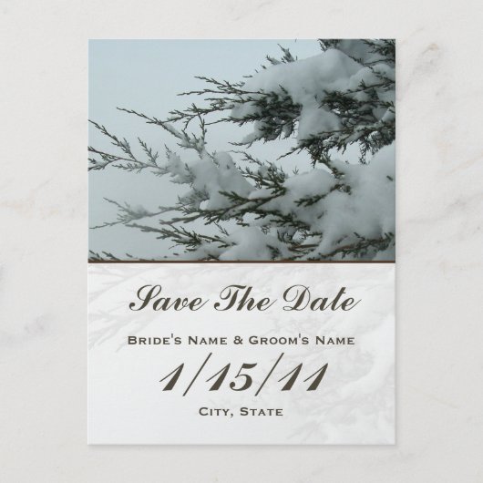 Winter Wedding Snow Save the Date Briefkaart (Voorkant)