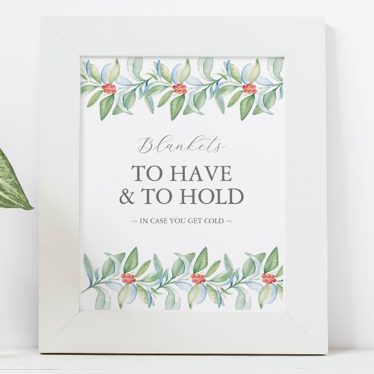 Winter Wedding Teken Groene en Witte Botanicals Poster