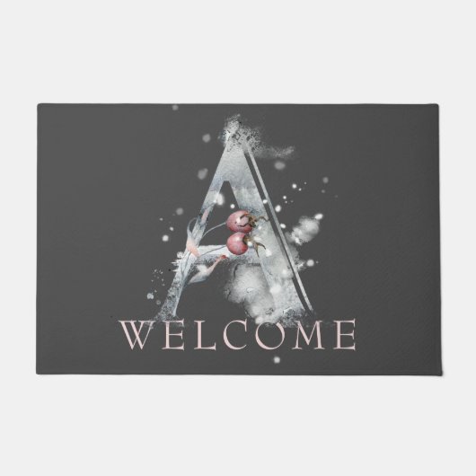 Winter WELCOME Monogram A Doormat Deurmat (Voorkant)