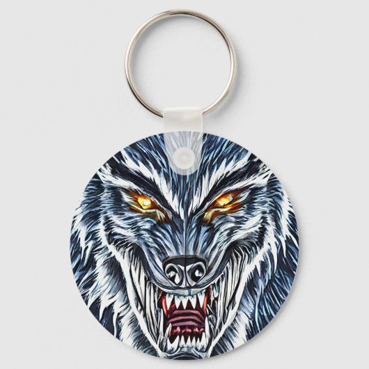 Winter Werewolf Fantasy Dark Horror Sleutelhanger (Voorkant)