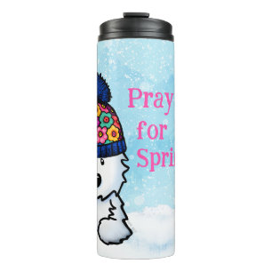 Winter Westie Bid voor Spring Pillar Candle Thermosbeker