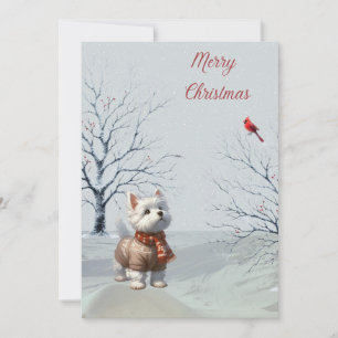 Winter Westie en Kardinaal Kerst Kaart