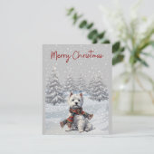 Winter Westie Vrolijke Kerst Kaart (Staand voorkant)