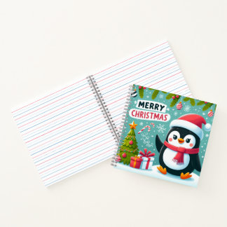 Winter Whimsy: Feestelijk Pinguïn Square Notitiebo Notitieboek