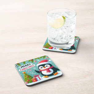 Winter Whimsy: Feestelijke Pinguïn Bier Onderzetter