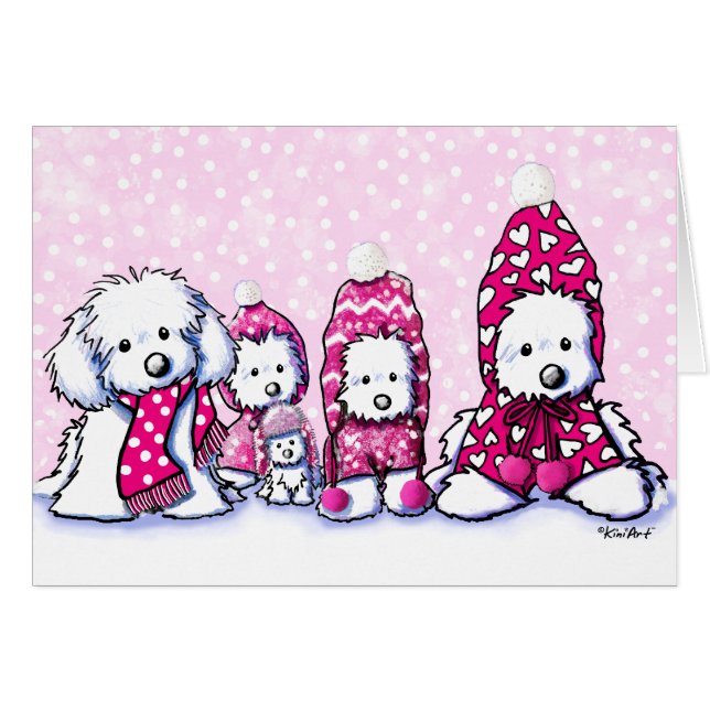 Winter Whimsy Maltese Dog Kaarten (Voorkant Horizontaal)