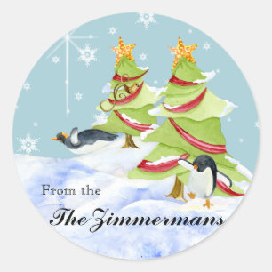 Winter Whimsy Schattige Polar Beer Baby's in Sneeu Ronde Sticker