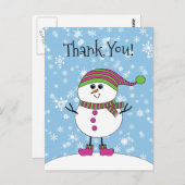 Winter Whimsy Snowman Bedankt Briefkaart (Voorkant / Achterkant)