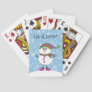 Winter Whimsy Snowman laat het sneeuwen Pokerkaarten