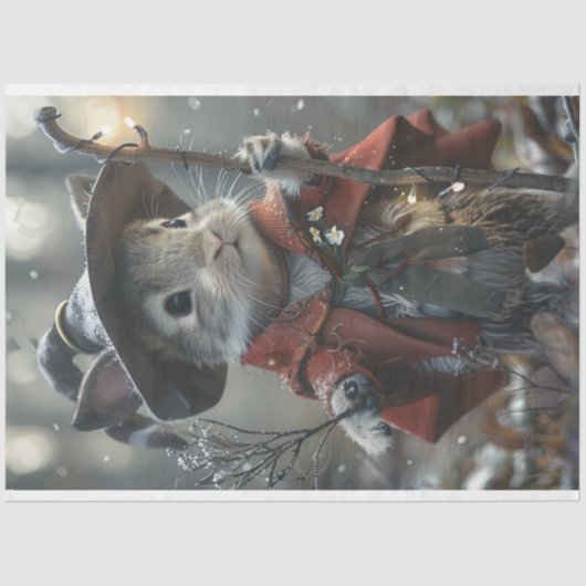 Winter Whiskers Kerstmis Mouse Decoupage Tissuepapier (Voorkant)