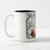 Winter Whispers and Squirrel Dreams Tweekleurige Koffiemok (Links)