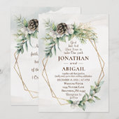 Winter White Berries Greenery Christelijk Wedding Kaart (Voorkant / Achterkant)