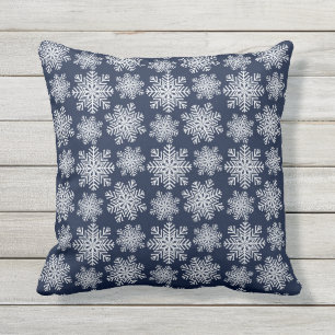 Winter White Blue Snowflakes Wonderland Pattern Buitenkussen