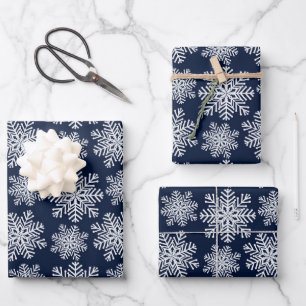 Winter White Blue Snowflakes Wonderland Pattern Inpakpapier Vel