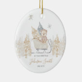 Winter White Cute Beer Mountain First Kerstmis Keramisch Ornament (Rechts)