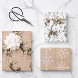 Winter White en Kraft Holiday Beoordeling van Inpakpapier Vel