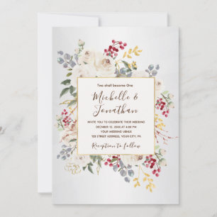 Winter White Floral All-in-One Christelijke bruilo Kaart