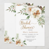 Winter White Floral Bridal Shower  Kaart (Voorkant / Achterkant)