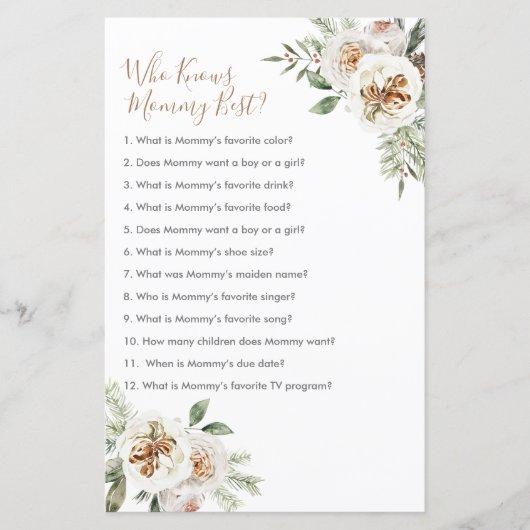 Winter White Floral die mama het beste spel kent (Voorkant)