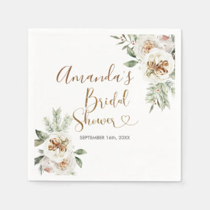 Winter White Floral-kerstBaby shower Napkin Servet