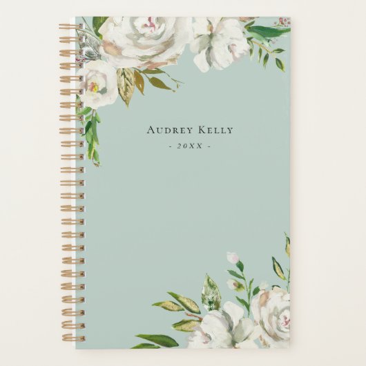 Winter White Floral Personalized Planner (Voorkant)