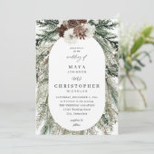 Winter White Floral & Pine 2 Wedding Kaart (Staand voorkant)