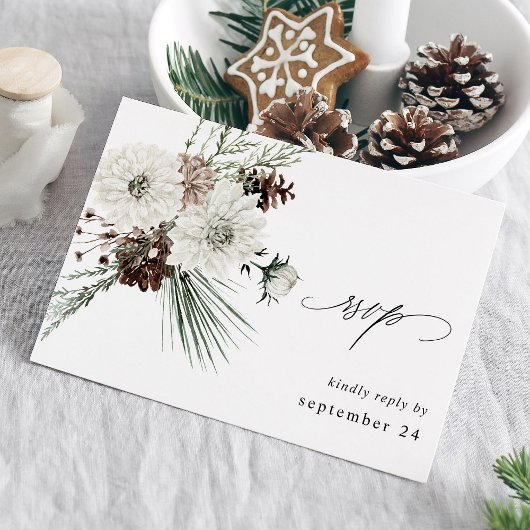 Winter White Floral & Pine w Meal RSVP