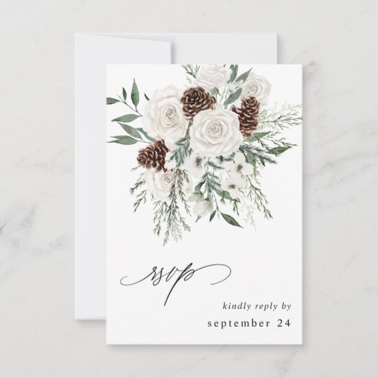 Winter White Floral & Pine w Meal RSVP 3 (Voorkant)