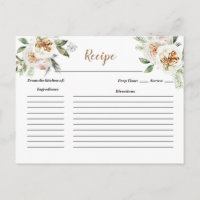 Winter White Floral Vrijgezellenfeest Recipcard