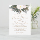Winter White Floral Wedding Kaart (Staand voorkant)