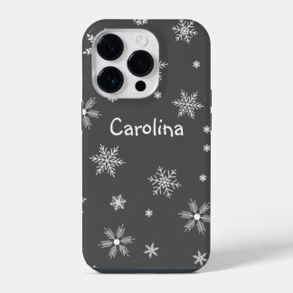 Winter White Patroon Naam Grijs iPhone 14 Plus Hoesje