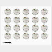 Winter White Rose and Pine Cone Personalized Ronde Sticker (Vel)