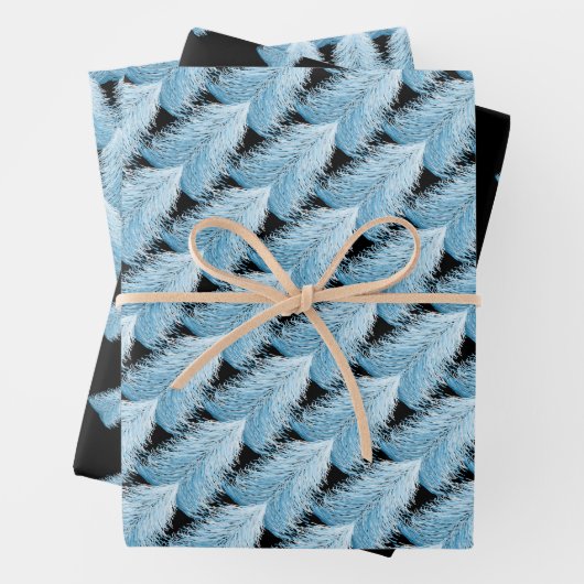 Winter White Shiny Pine Tree Inpakpapier Vel (In situ)