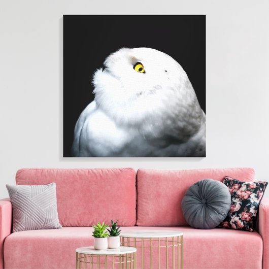 Winter White Snowy Owl Canvas Afdruk (Insitu (Woonkamer))