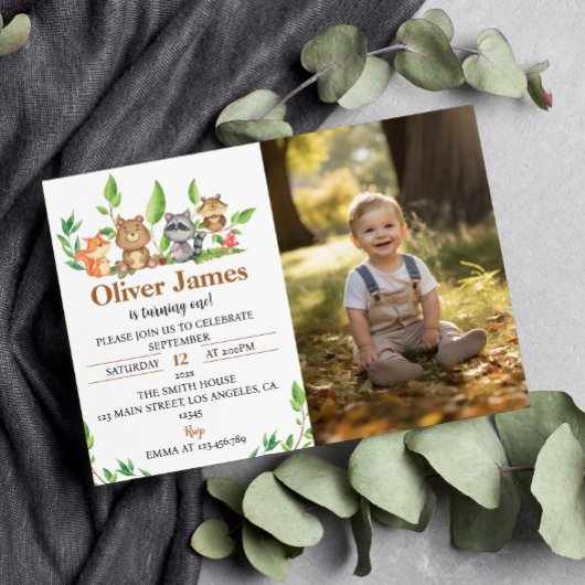 Winter Wild One First Birthday Photo Invitation