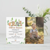 Winter Wild One First Birthday Photo Invitation (Debout devant)